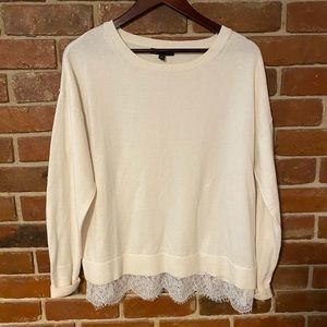 Banana Republic Cream Lace Accent Sweater size L